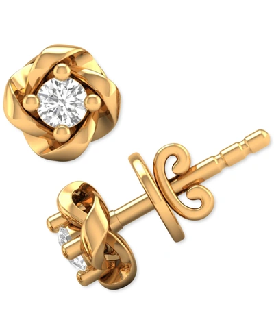 Macy's Diamond Swirl Stud Earrings (1/10 Ct. T.w.) In 10k White Gold Or 10k Yellow Gold In Yellow Gold