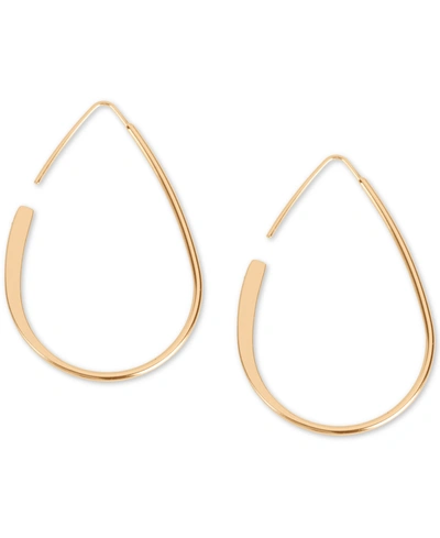 Shop Lucky Brand Gold-tone Threader Hoop Earrings
