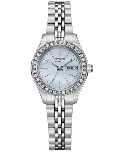 Shop Citizen Women's Embellished Silver-tone Stainless Steel Bracelet Watch 26mm