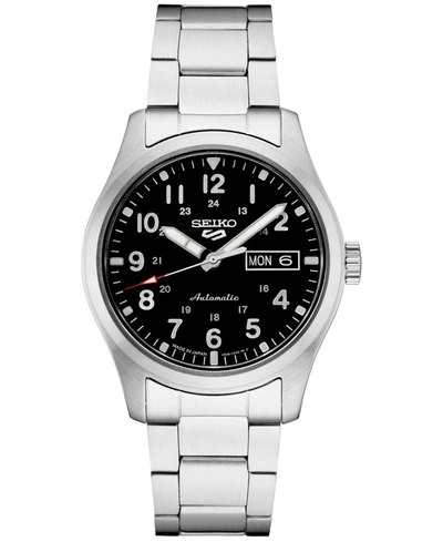 Shop Seiko Men's Automatic 5 Sports Stainless Steel Bracelet Watch 43mm In Black