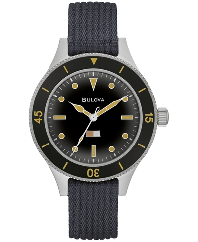 Shop Bulova Men's Automatic Mil-ships-w-2181 Navy Nylon Strap Watch 41mm In Gray