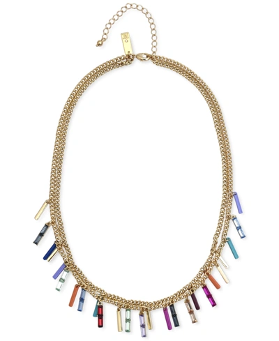 Shop Inc International Concepts Gold-tone Multicolor Stone & Bar Shaky Layered Statement Necklace, 17-3/4" + 3" Extender, Created Fo
