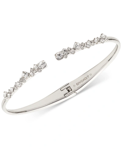Shop Givenchy Crystal Hinge Cuff Bracelet In Rhodium