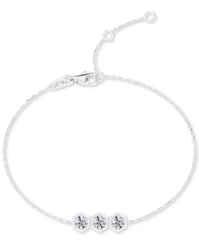 Shop De Beers Forevermark Portfolio By  Diamond Three Stone Honeycomb Chain Bracelet (5/8 Ct. T.w.) In 14k In White Gold