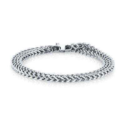 Shop He Rocks Stainless Steel Franco Chain Bracelet, 8.5" Length In Silver