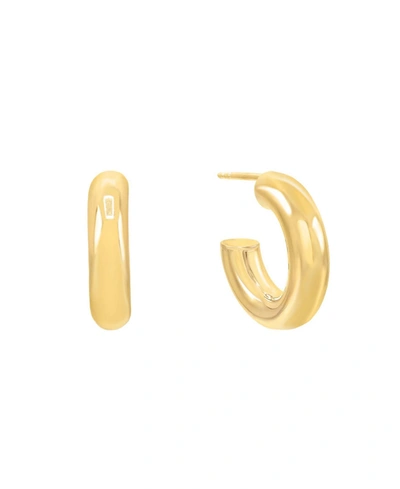 Shop Adinas Jewels Thick Hollow Hoop Earring In 14k Gold Plated Over Sterling Silver