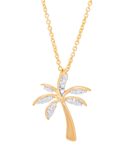 Macy's Diamond Accent Palm Tree Pendant 18" Necklace In Gold Plate In Gold