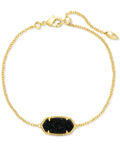 Shop Kendra Scott Gold-tone Elaina Stone Slider Bracelet In Charcoal