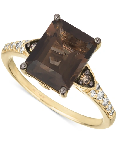 Le Vian Ladies Chocolate Quartz Rings Set In 14k Honey Gold In Smoky Quartz
