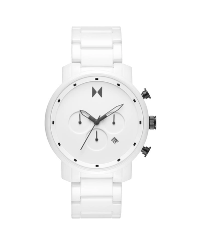 Shop Mvmt Chrono White Ceramic Bracelet Watch 45mm