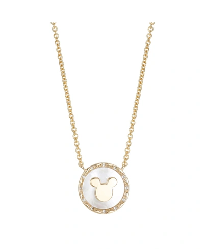 Shop Disney Gold Flash-plated Faux Mother Of Pearl Mickey Mouse Coin Pendant Necklace