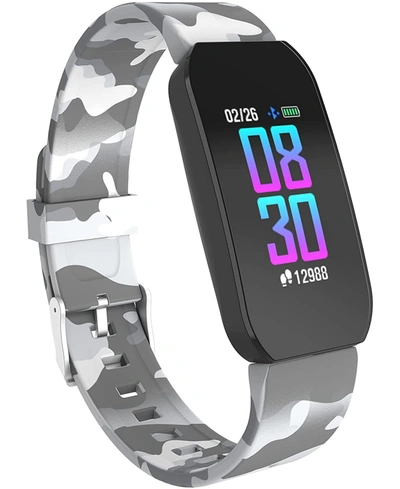 Shop Itouch Unisex Gray Camo Silicone Strap Active Smartwatch 44mm In Gray Camo Print