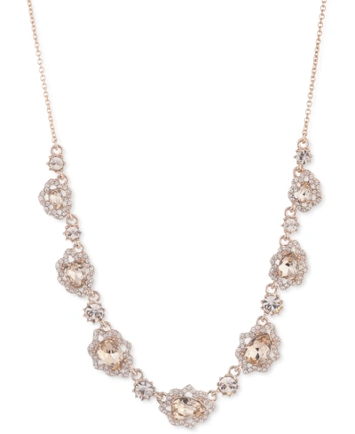Shop Marchesa Rose Gold-tone Pave & Pear-shape Crystal Statement Necklace, 16" + 3" Extender In Pink