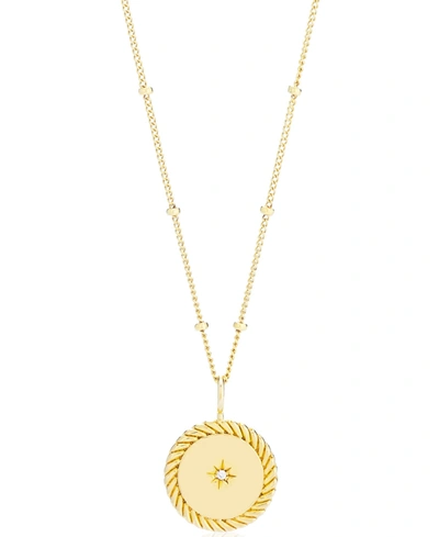 Shop Sarah Chloe 14k Gold Plated Alana Rope Medallion Necklace With Starburst Diamond