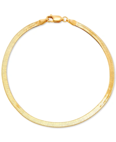Shop Italian Gold Herringbone Link Chain Bracelet In 10k Gold