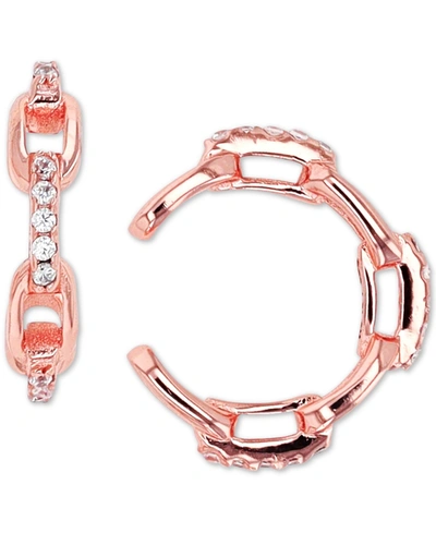 Shop Macy's Cubic Zirconia Chain Link Ear Cuffs In Rose Gold
