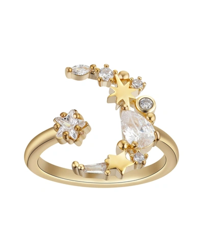 Shop Unwritten 14kt Gold Flash Plated Cubic Zirconia Moon Adjustable Ring