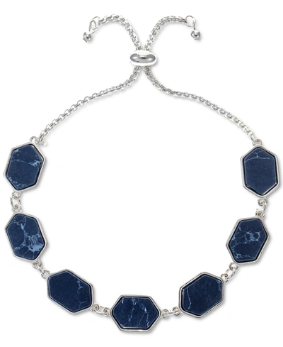 Shop Style & Co Colored Stone Slider Bracelet, Created For Macy's In Blue