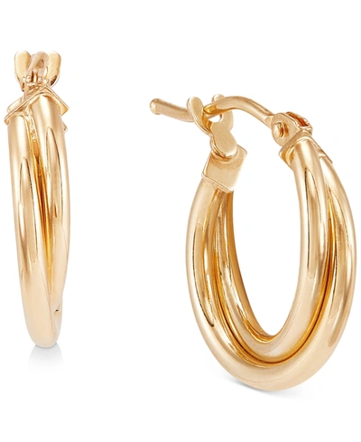Shop Italian Gold Double Twist Hoop Earrings In 10k Gold (10mm)