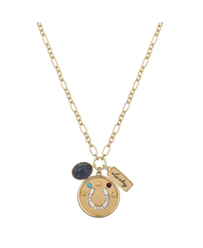 Shop Unwritten 14kt Gold Flash Plated Multi Color Crystal Lucky Horseshoe Pendant Necklace