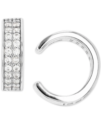 Macy's Cubic Zirconia Double Row Ear Cuffs In Sterling Silver
