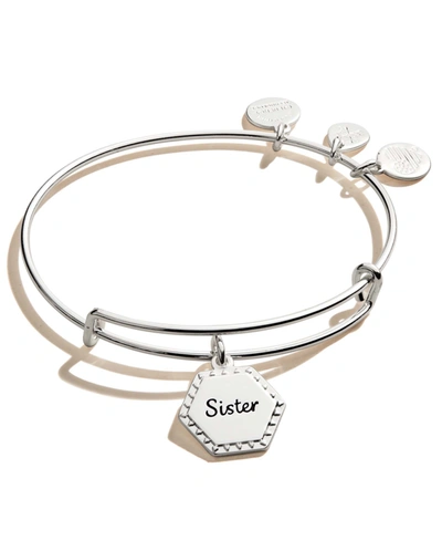 Shop Alex And Ani Sister Woven Together Charm Bangle In Silver-tone