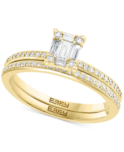 Effy Collection Effy Diamond Baguette Cluster Bridal Set (3/8 Ct. T.w.) In 14k White Or Yellow Gold In Yellow Gold