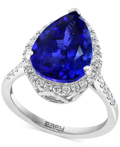 EFFY COLLECTION EFFY TANZANITE (6 CT. T.W.) & DIAMOND (3/8 CT. T.W.) HALO RING IN 14K WHITE GOLD 
