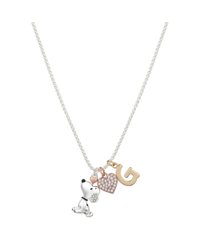 Shop Peanuts Tri-tone Plated Snoopy Initials Pendant Necklace In Tri-tone G