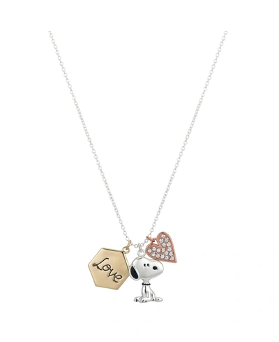 Shop Peanuts Tri-tone Snoopy "love" Pendant Necklace