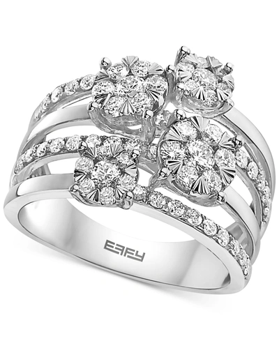 Shop Effy Collection Effy Diamond Multirow Cluster Ring (1-1/5 Ct. T.w.) In 14k White Gold