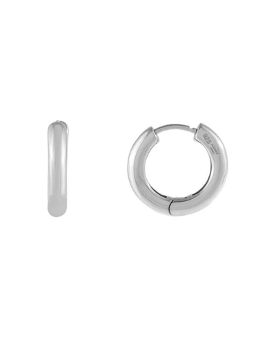 Shop Adinas Jewels Tube Huggie Earring In Sterling Silver