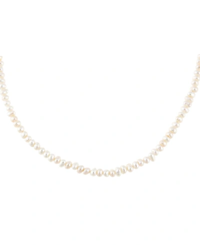 Shop Adinas Jewels Imitation Pearl Choker In 14k Gold Plated Over Sterling Silver