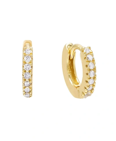 Shop Adinas Jewels Cubic Zirconia Mini Huggie Earring In 14k Gold Plated Over Sterling Silver