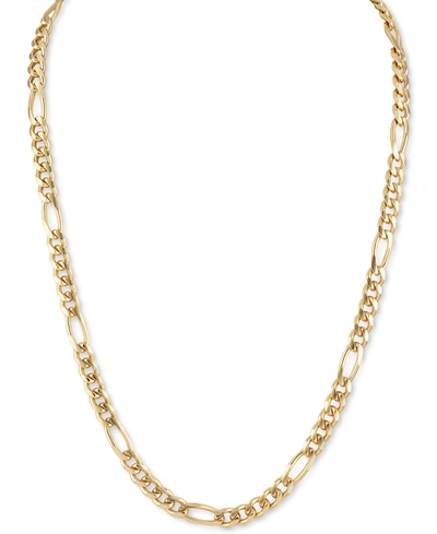 Shop Esquire Men's Jewelry Cuban Figaro Link 22" Chain Necklace, Created For Macy's In Gold Over Silver
