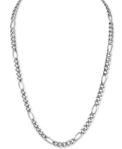 Shop Esquire Men's Jewelry Cuban Figaro Link 22" Chain Necklace, Created For Macy's In Silver