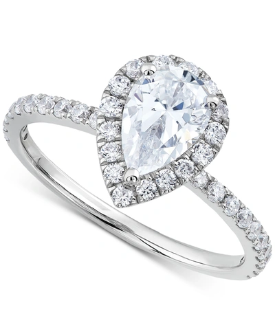 Shop Grown With Love Igi Certified Lab Grown Diamond Pear-cut Halo Engagement Ring (1-1/2 Ct. T.w.) In 14k White Gold
