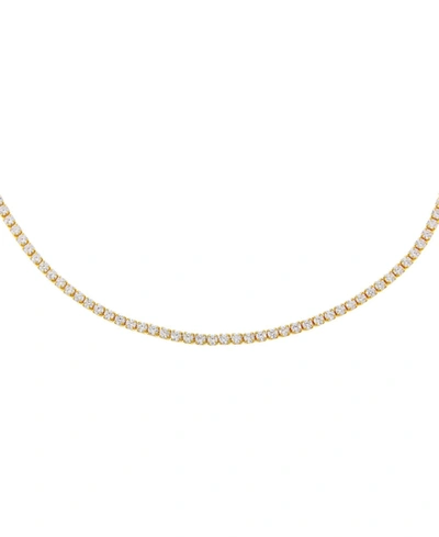 Shop Adinas Jewels Thin Tennis Choker In 14k Gold Plated Over Sterling Silver
