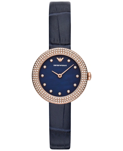 Shop Emporio Armani Women's Blue Leather Strap Watch 30mm