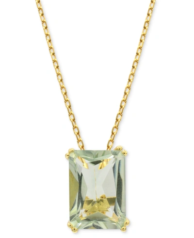 MACY'S LIME QUARTZ SOLITAIRE 18" PENDANT NECKLACE IN 14K GOLD-PLATED STERLING SILVER (ALSO IN WHITE QUARTZ  