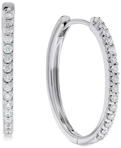 Macy's Diamond Hoop Earrings (1/3 Ct. T.w.) In 14k White Gold In White Gold