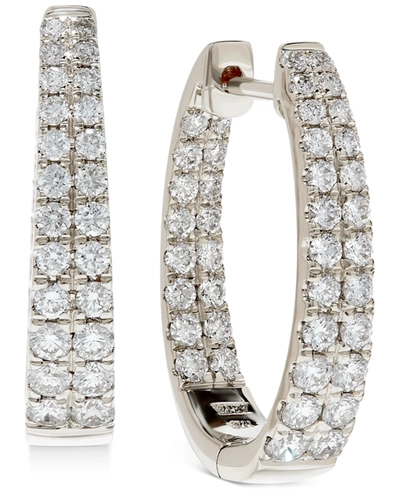 Macy's Diamond Graduated In & Out Hoop Earrings (1-1/2 Ct. T.w.) In 14k White Or Yellow Gold In White Gold