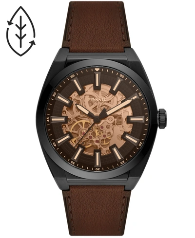 Fossil Men's Everett Brown Leather Strap Watch 42mm In Brown
