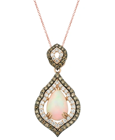 Shop Le Vian Neopolitan Opal (1-1/2 Ct. T.w.) & Diamond (1 Ct. T.w.) Pendant Necklace In 14k Rose Gold