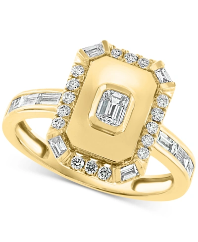 Shop Effy Collection Effy Diamond Polished Rectangle Statement Ring (5/8 Ct. T.w.) In 14k Yellow Gold
