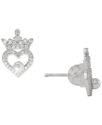 Shop Disney Cubic Zirconia Princess Tiara Heart Stud Earrings In Sterling Silver In June