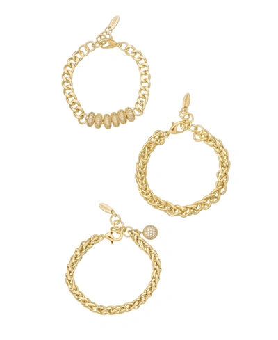 Ettika Gold-plated Chain Stacking Bracelet Set Of 3 In Gold-plated
