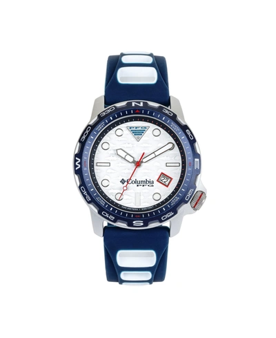 Shop Columbia Unisex Pfg Backcaster Navy, White Silicone Strap Watch, 43mm In Multi