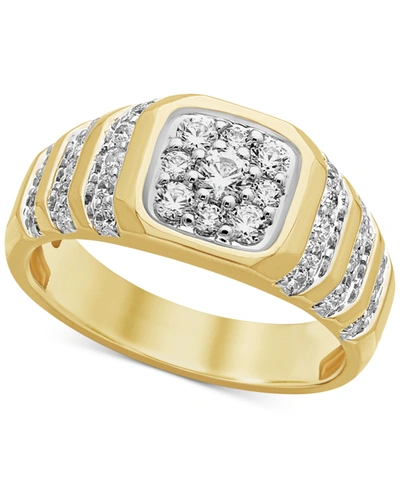 Shop Macy's Men's Diamond Cluster Ring (1 Ct. T.w.) In 10k Gold