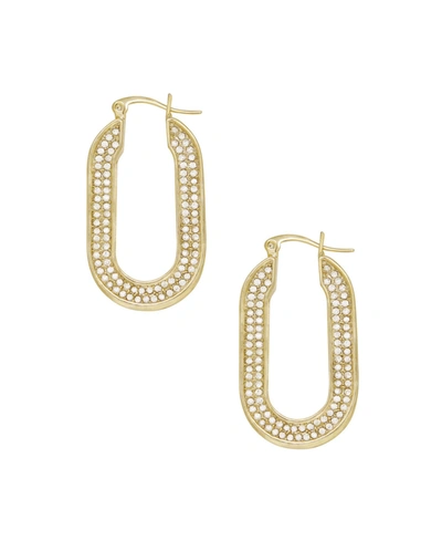 Shop Ettika Crystal Spotlight Hoop Earrings In Gold-plated